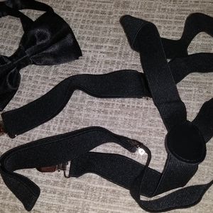 Men's Formal Black Bow Tie & Suspenders